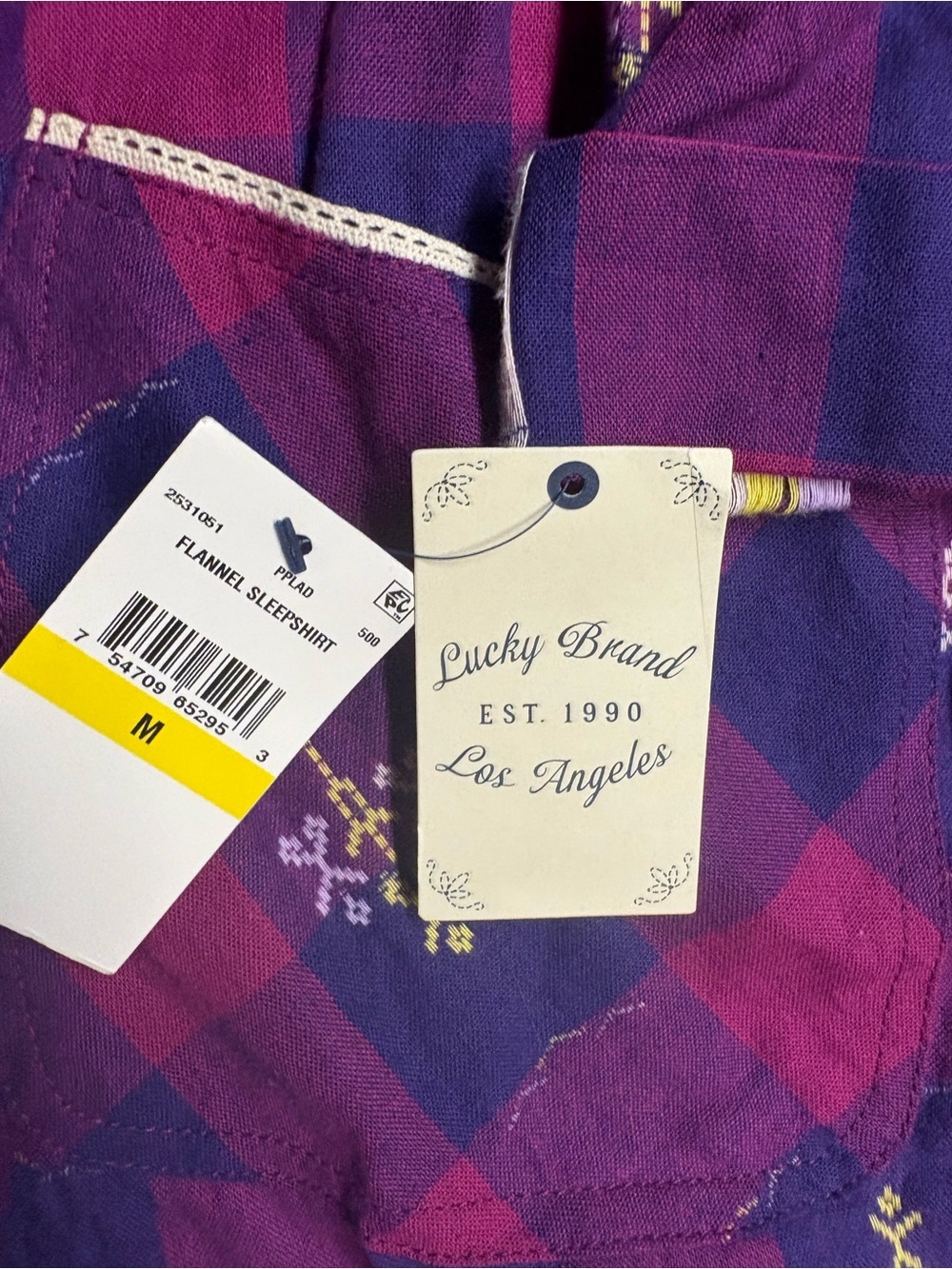 Lucky Brand Purple and Pink Plaid Button-Front Tunic Shirt Dress - Picture 2 of 4